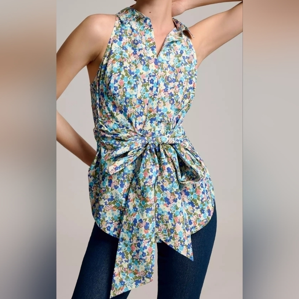Maeve Tie-Front Floral Sleeveless Top Size XS NWOT